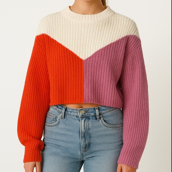 Sincerely Jules Colorblock Sweater - Red, Cream, and Purple - Picture 1 of 3